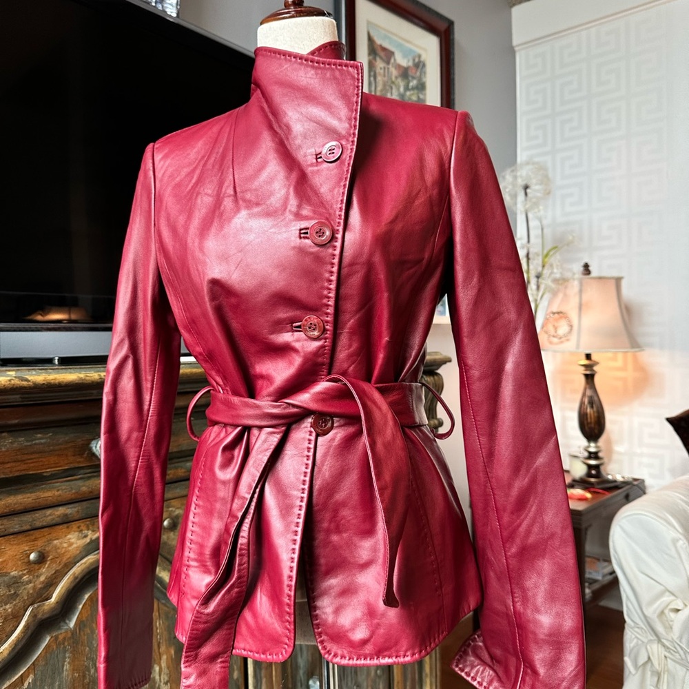 Max Mara Red calf Leather Jacket
